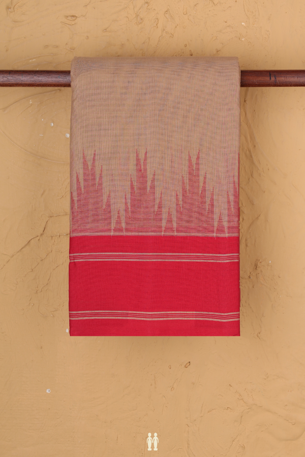 Kanchi Cotton Saree In Brown With Contrast Border