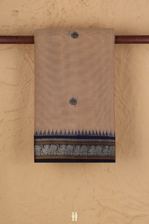 Kanchi Cotton Saree In Brown With Contrast Silk Border