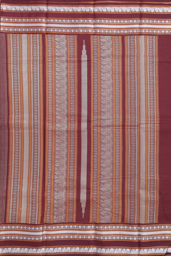 Kanchi Cotton Saree In Brown With Contrast Silk Border