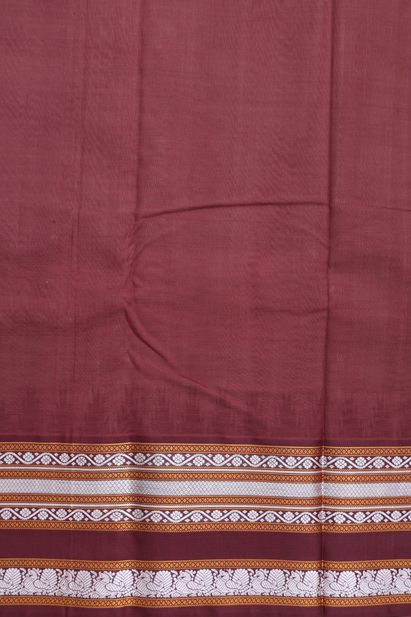 Kanchi Cotton Saree In Brown With Contrast Silk Border