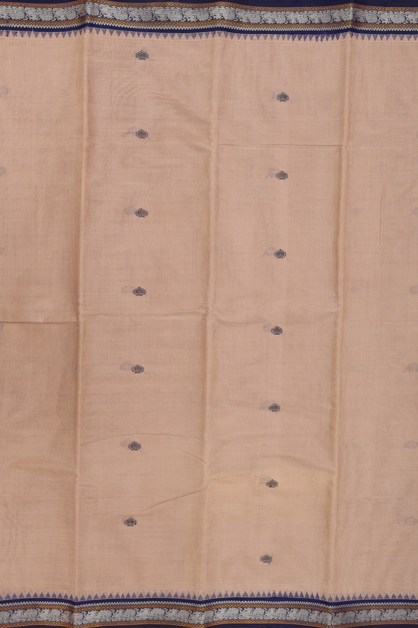 Kanchi Cotton Saree In Brown With Contrast Silk Border