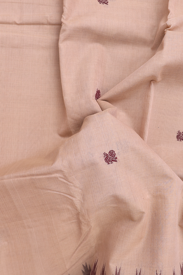 Kanchi Cotton Saree In Brown With Contrast Silk Border