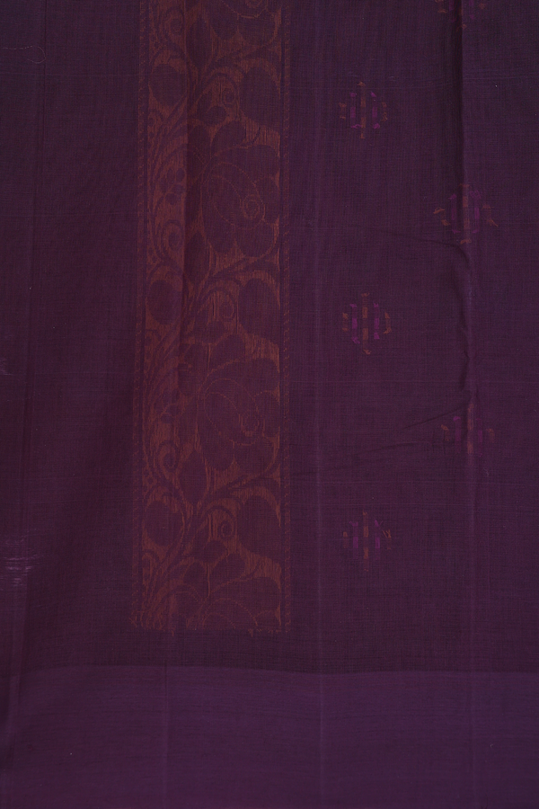 Kanchi Cotton Saree In Brown With Threadwork Buttas