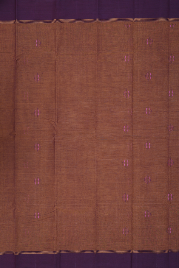 Kanchi Cotton Saree In Brown With Threadwork Buttas