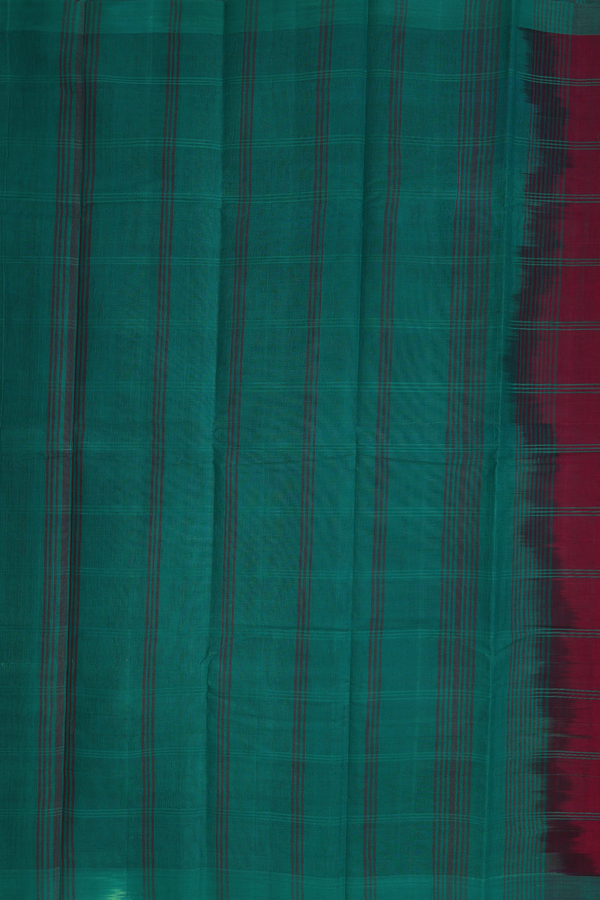 Kanchi Cotton Saree In Burgundy Red With Checks Design