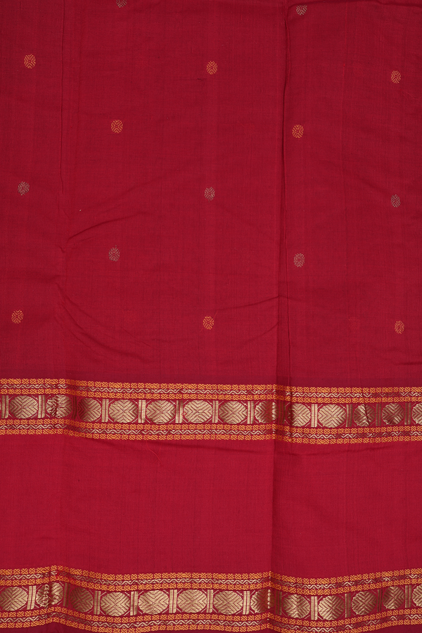 Kanchi Cotton Saree In Burgundy Red With Checks Design