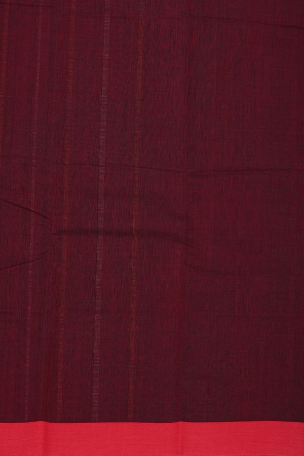Kanchi Cotton Saree In Burgundy Red With Stripes Design