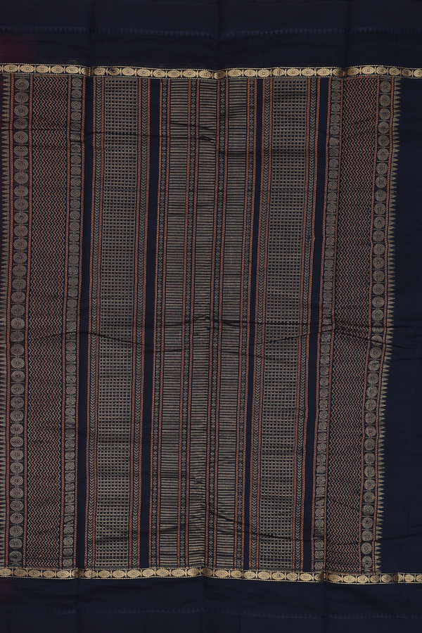 Kanchi Cotton Saree In Chilli Red With Checks Design