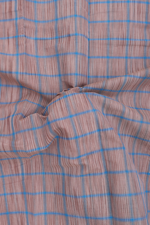 Kanchi Cotton Saree In Cocoa Brown With Checks Design