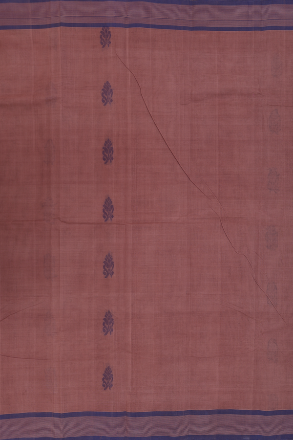 Kanchi Cotton Saree In Cocoa Brown With Floral Buttas