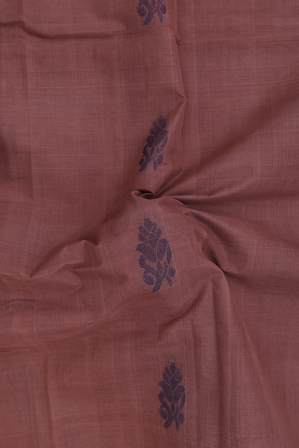 Kanchi Cotton Saree In Cocoa Brown With Floral Buttas
