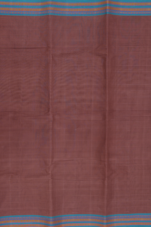 Kanchi Cotton Saree In Cocoa Brown With Self Stripes Design