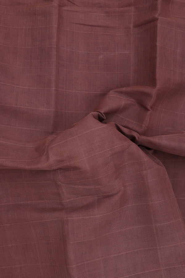 Kanchi Cotton Saree In Cocoa Brown With Self Stripes Design