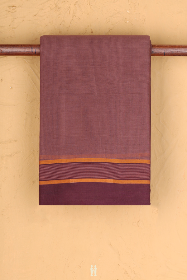 Kanchi Cotton Saree In Cocoa Brown With Stripes Border
