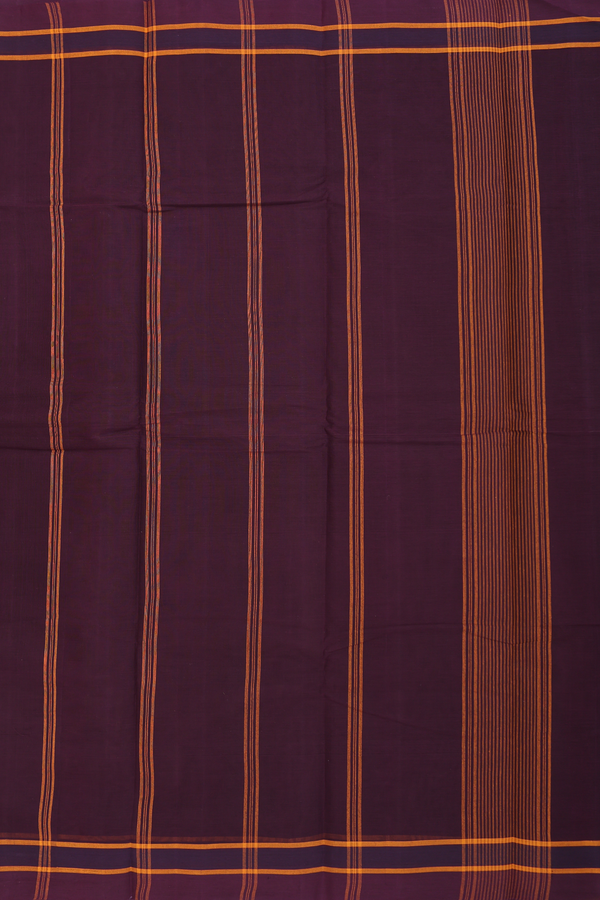 Kanchi Cotton Saree In Cocoa Brown With Stripes Border