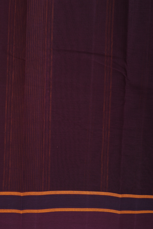 Kanchi Cotton Saree In Cocoa Brown With Stripes Border