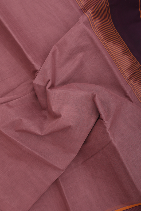 Kanchi Cotton Saree In Cocoa Brown With Stripes Border