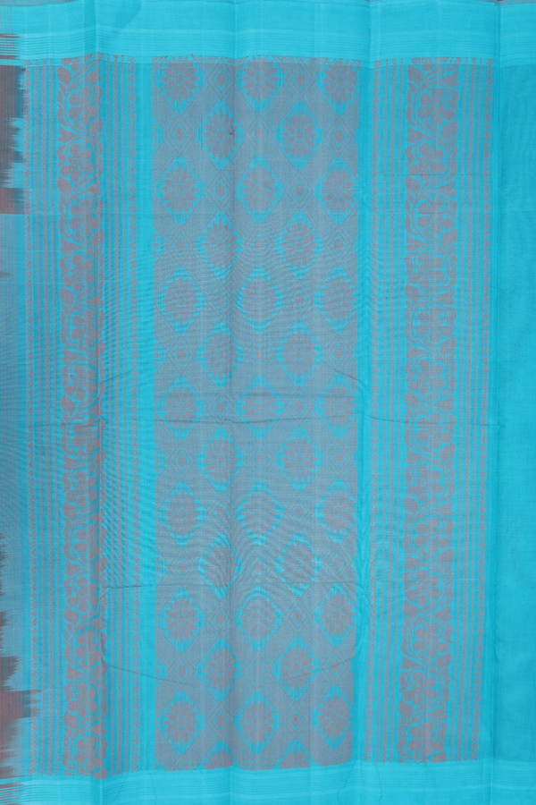 Kanchi Cotton Saree In Cocoa Brown With Threadwork Buttas