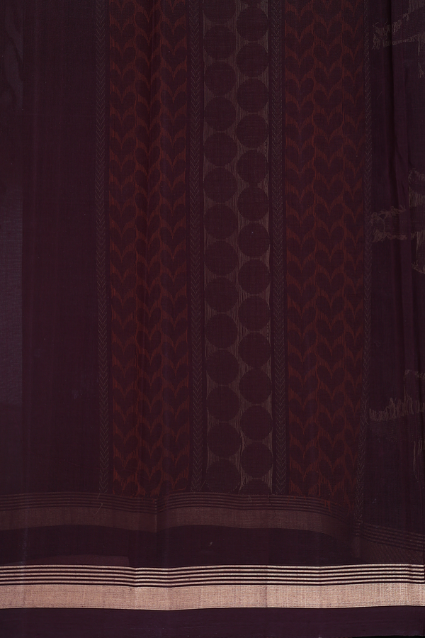 Kanchi Cotton Saree In Cocoa Brown With Threadwork Buttas