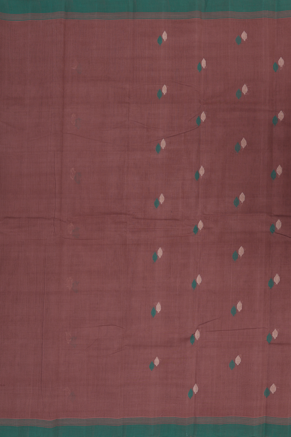 Kanchi Cotton Saree In Cocoa Brown With Threadwork Buttas