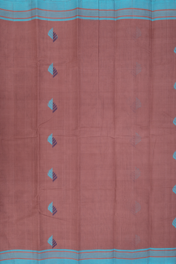 Kanchi Cotton Saree In Cocoa Brown With Threadwork Buttas