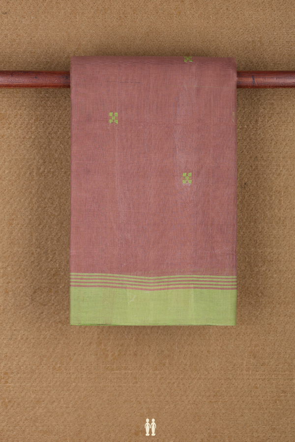 Kanchi Cotton Saree In Cocoa Brown With Threadwork Buttis