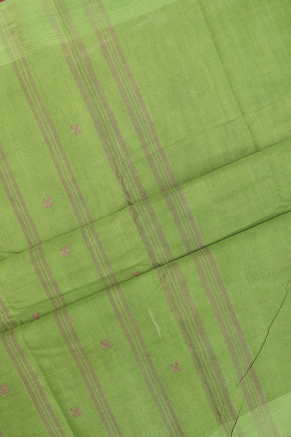 Kanchi Cotton Saree In Cocoa Brown With Threadwork Buttis