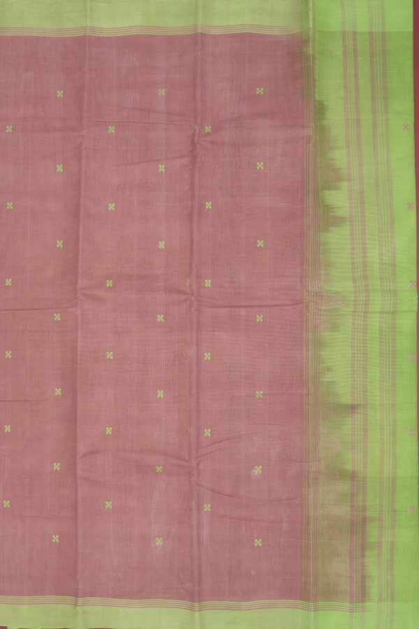 Kanchi Cotton Saree In Cocoa Brown With Threadwork Buttis