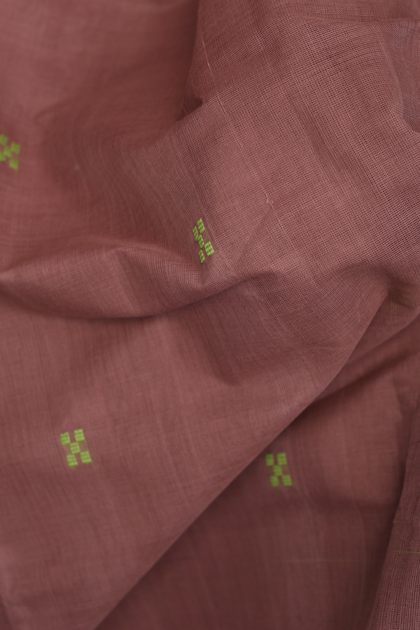 Kanchi Cotton Saree In Cocoa Brown With Threadwork Buttis