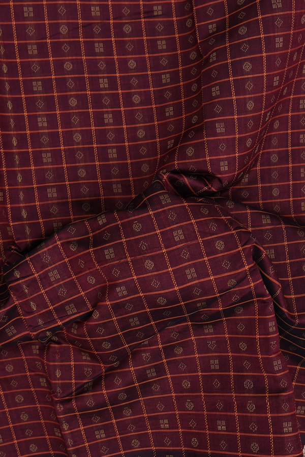 Kanchi Cotton Saree In Coffee Brown With Checks Design