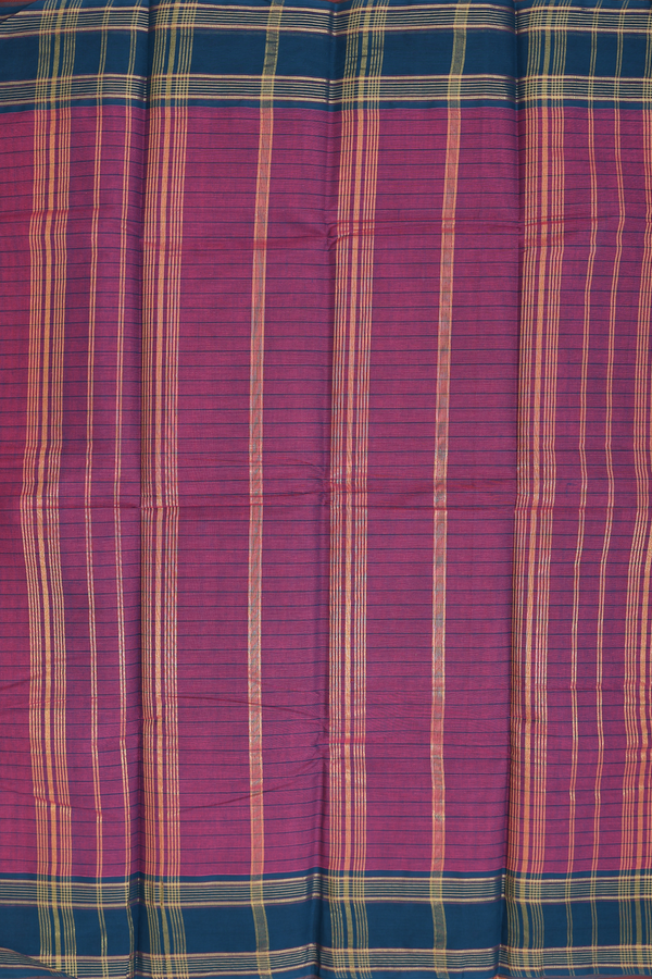 Kanchi Cotton Saree In Coral Orange With Checks Design