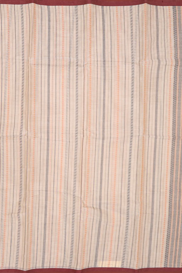 Kanchi Cotton Saree In Cream Color With Stripes Design