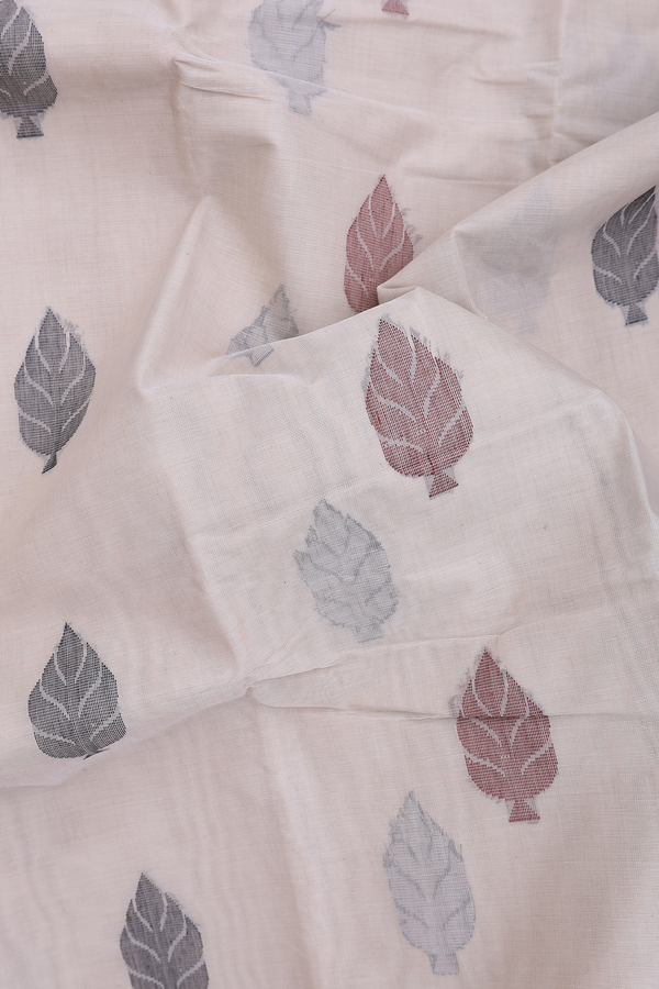 Kanchi Cotton Saree In Creamy Pink With Threadwork Motifs