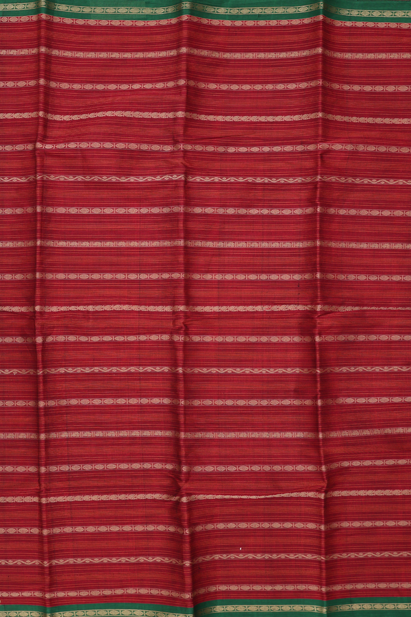 Kanchi Cotton Saree In Crimson Red With Stripes Design