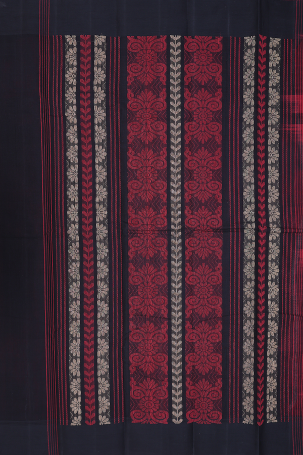 Kanchi Cotton Saree In Crimson Red With Threadwork Buttas