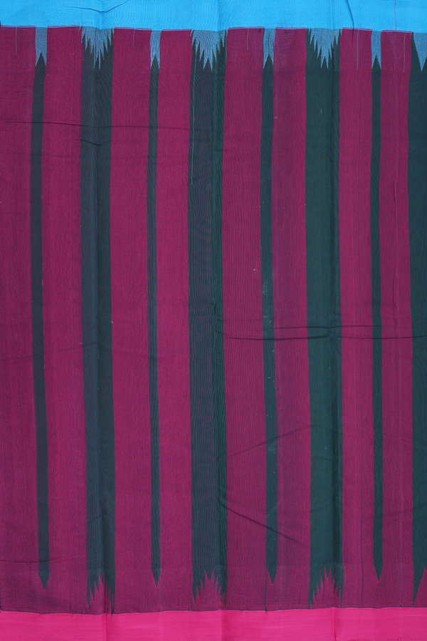 Kanchi Cotton Saree In Dark Green With Ganga Jamuna Border