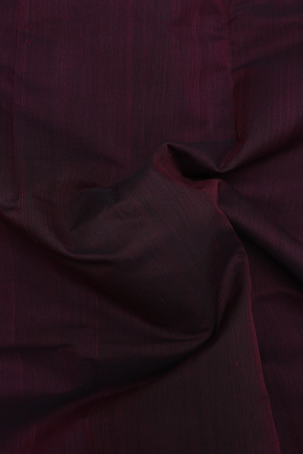 Kanchi Cotton Saree In Dark Maroon With Contrast Border