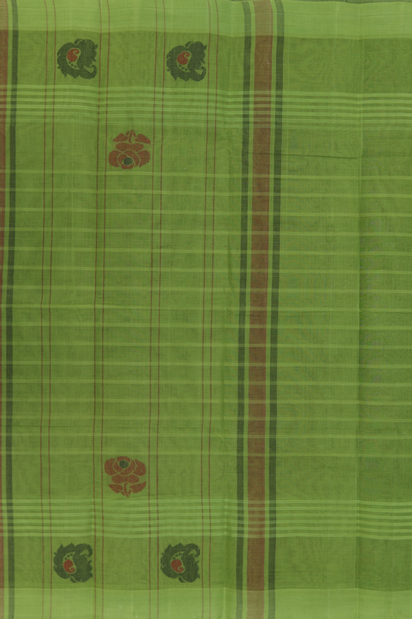 Kanchi Cotton Saree In Dark Maroon With Stripes Design