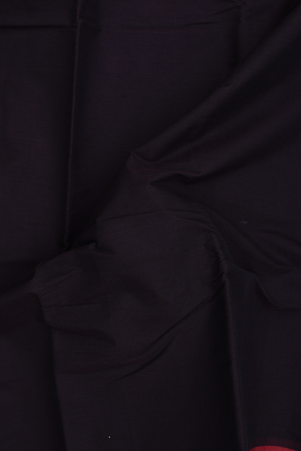 Kanchi Cotton Saree In Dark Oak Brown With Contrast Border