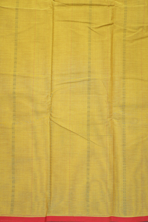 Kanchi Cotton Saree In Dark Yellow With Stripes Design