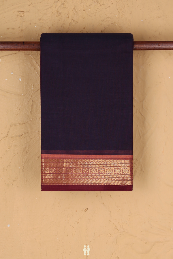 Kanchi Cotton Saree In Deep Purple With Contrast Border