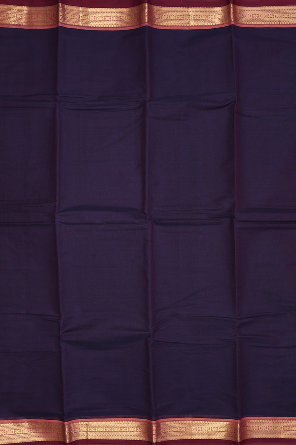 Kanchi Cotton Saree In Deep Purple With Contrast Border