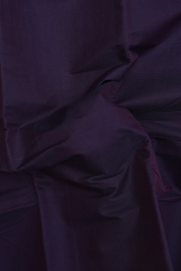 Kanchi Cotton Saree In Deep Purple With Contrast Border
