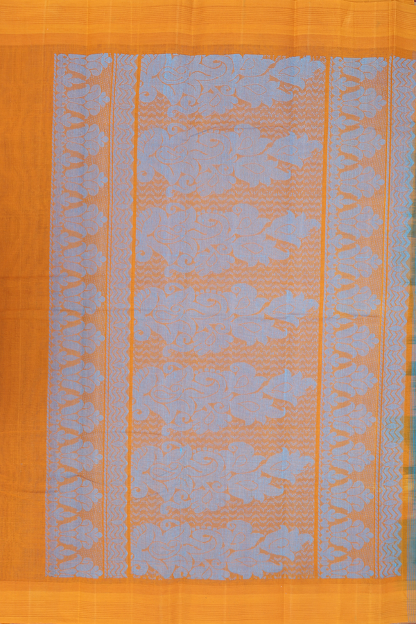 Kanchi Cotton Saree In Deep Sky Blue With Threadwork Buttis