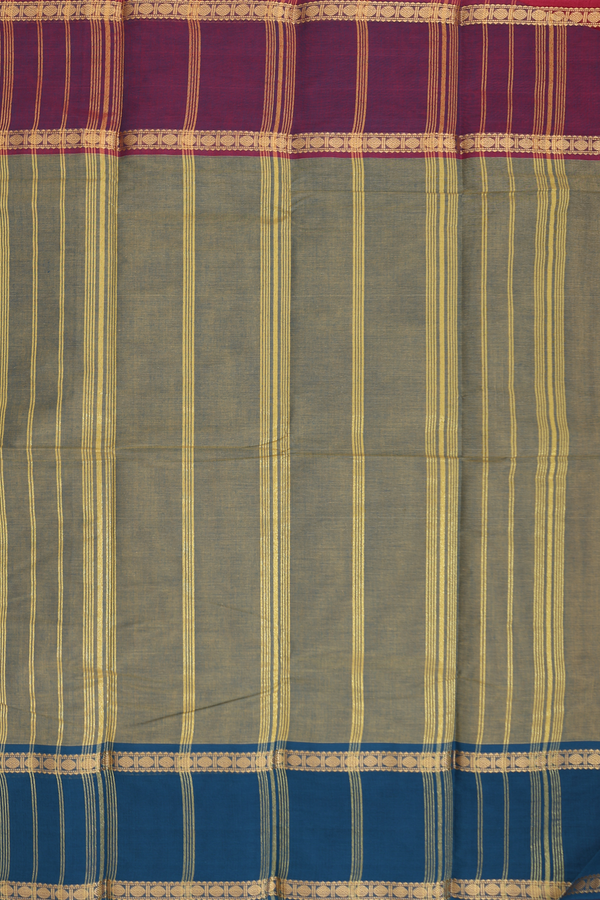 Kanchi Cotton Saree In Dual Tone With Ganga Jamuna Border