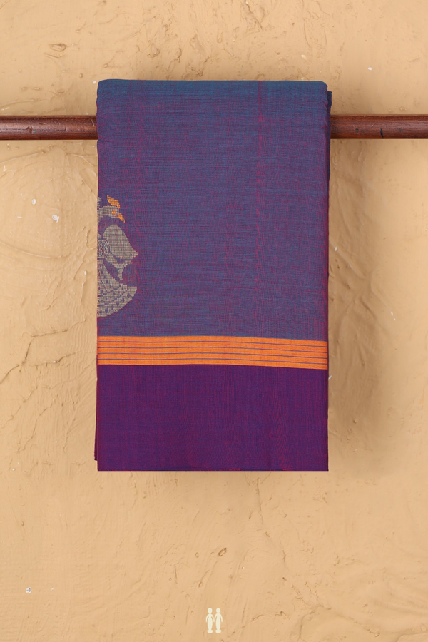 Kanchi Cotton Saree In Dual Tone With Iruthalai Pakshi Border