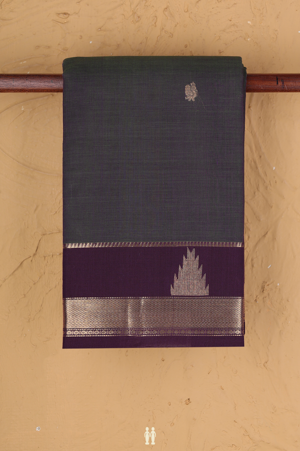 Kanchi Cotton Saree In Dual Tone With Peacock Buttas