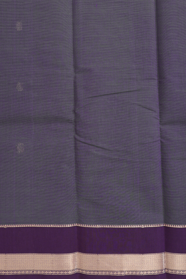 Kanchi Cotton Saree In Dual Tone With Peacock Buttas