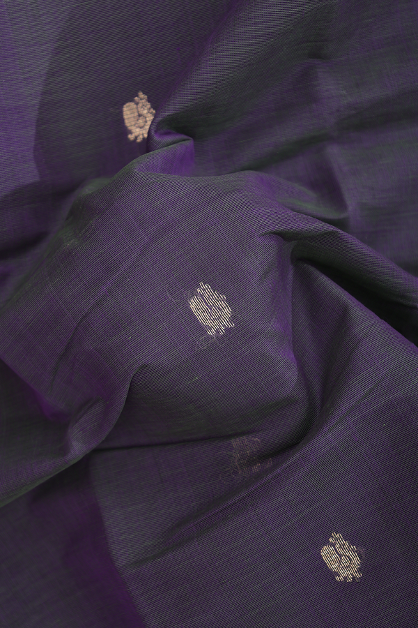 Kanchi Cotton Saree In Dual Tone With Peacock Buttas