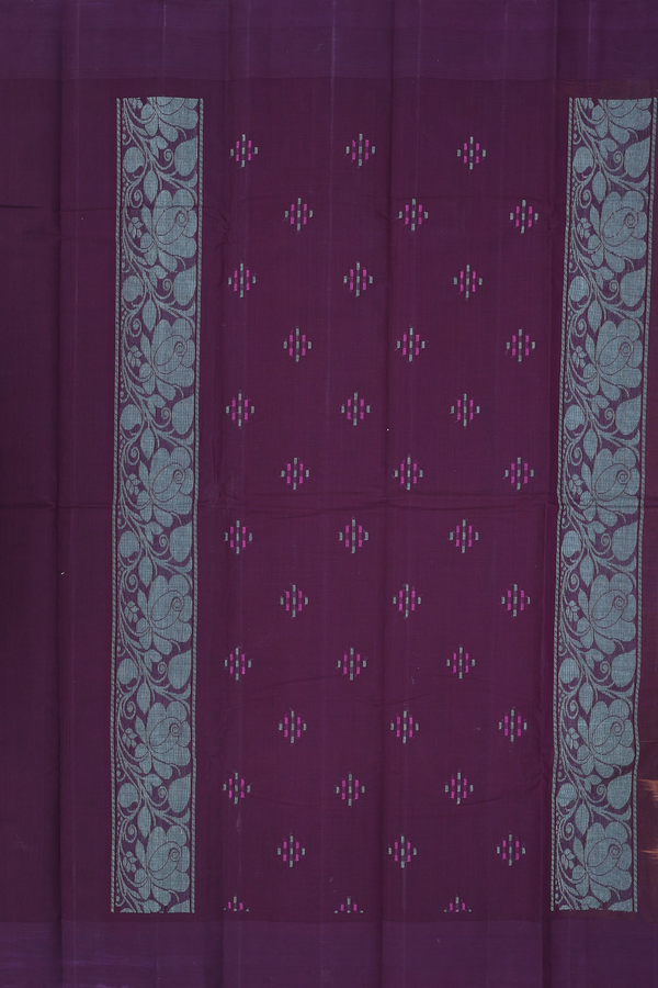 Kanchi Cotton Saree In Dual Tone With Threadwork Buttas